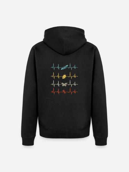 Entomology Entomologist Insects Bugs Heartbeat - Unisex Premium Bio Zip Hoodie - Schwarz