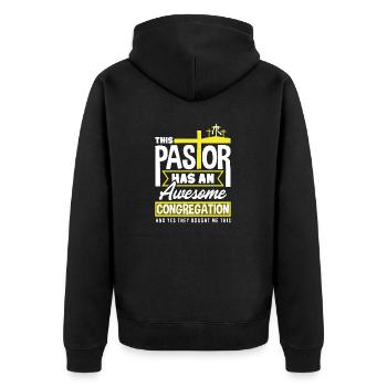 Pastor Appreciation Clergy Christian Preacher - Unisex Premium Organic Zip Hoodie - black - Back - Nico (187cm)