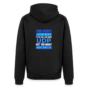 Cyber Security Professional Expert Ethical Hacker - Unisex Premium Bio Zip Hoodie - Schwarz - Hinten - Nico (187cm)