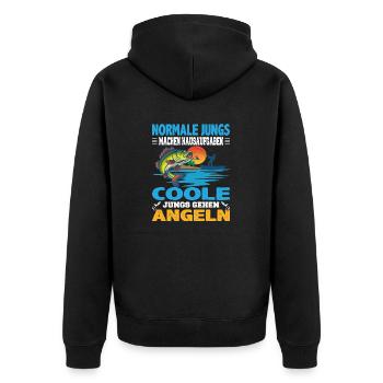 Normale Jungs machen Hausaufgaben coole Jungs - Unisex Premium Bio Zip Hoodie - Schwarz - Hinten - Nico (187cm)