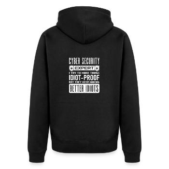 Cyber Security Professional Expert Ethical Hacker - Unisex Premium Bio Zip Hoodie - Schwarz - Hinten - Nico (187cm)