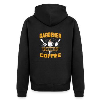 Jardinier Powered By Coffee Vintage T-Shirt Cadeau - Veste à capuche bio Premium Unisexe - noir - Dos - Nico (187cm)