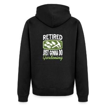 Retired Just Gonna Do Gardening Vintage T-Shirt - Unisex Premium Bio Zip Hoodie - Schwarz - Hinten - Nico (187cm)
