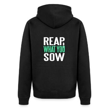 Récoltez ce que vous semez Un t-shirt de jardinage génial - Veste à capuche bio Premium Unisexe - noir - Dos - Nico (187cm)