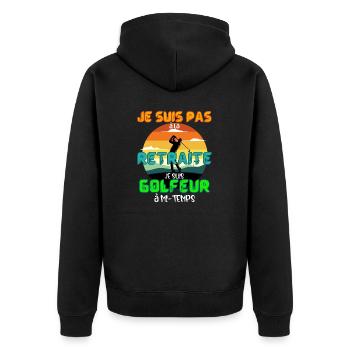 Cadeau Humour Golf Retraite Homme Golfeur - Veste à capuche bio Premium Unisexe - noir - Dos - Nico (187cm)