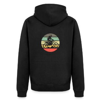 Dirt Bike Motocross Retro Vintage Dirtbike Rider - Unisex Premium Bio Zip Hoodie - Schwarz - Hinten - Nico (187cm)