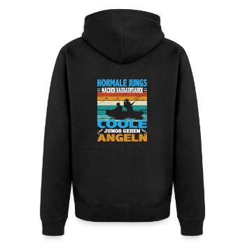 Normale Jungs machen Hausaufgaben coole Jungs - Unisex Premium Bio Zip Hoodie - Schwarz - Hinten - Nico (187cm)
