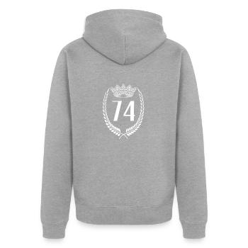 74th birthday Number anniversary 74 - Unisex Premium Organic Zip Hoodie - heather grey - Back - Nico (187cm)