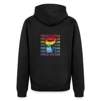Schwul Lesbisch LGBTQ Stolz Gaysian I Geschenk - Unisex Premium Bio Zip Hoodie - Schwarz - Hinten - Nico (187cm)