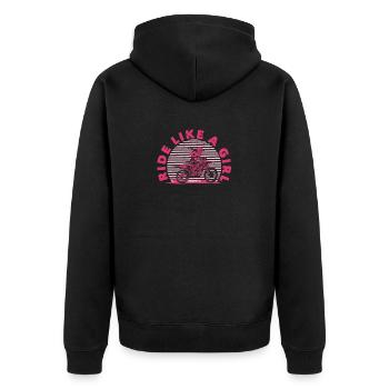 Ride Like A Girl Dirt Bike Rider Motocross Enduro - Unisex Premium Bio Zip Hoodie - Schwarz - Hinten - Nico (187cm)