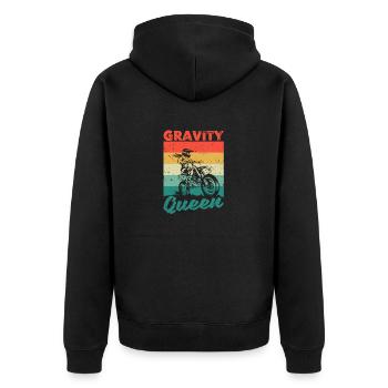Schwerkraft Königin Funny Dirt Bike Rider Moto - Unisex Premium Bio Zip Hoodie - Schwarz - Hinten - Nico (187cm)