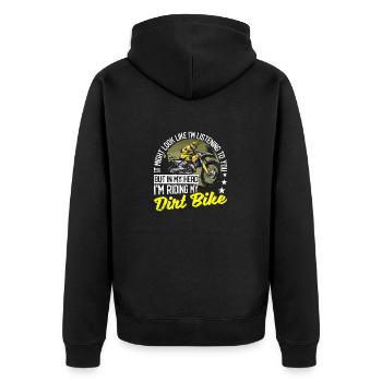 Funny Motocross Bikers In My Head I'm Riding My - Unisex Premium Bio Zip Hoodie - Schwarz - Hinten - Nico (187cm)