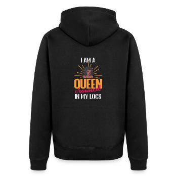 Je suis une reine couronnée dans mes locs - Veste à capuche bio Premium Unisexe - noir - Dos - Nico (187cm)