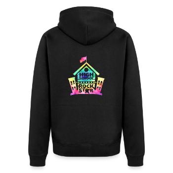 High School Rock Star zurück zur Schule - Unisex Premium Bio Zip Hoodie - Schwarz - Hinten - Nico (187cm)