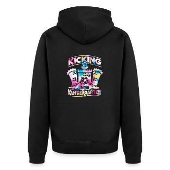 Zurück in den Kidergarten zurück in die Schule - Unisex Premium Bio Zip Hoodie - Schwarz - Hinten - Nico (187cm)