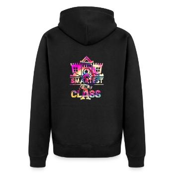 Der klügste in der Klasse Back to School - Unisex Premium Bio Zip Hoodie - Schwarz - Hinten - Nico (187cm)