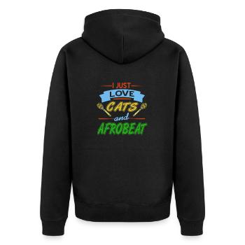 J’adore les chats et le t-shirt afrobeat cool - Veste à capuche bio Premium Unisexe - noir - Dos - Nico (187cm)