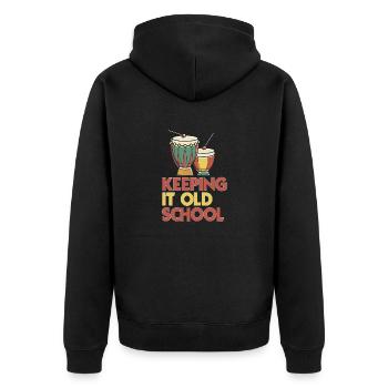 Keeping It Old School Afrobeat Djembe T-Shirt - Veste à capuche bio Premium Unisexe - noir - Dos - Nico (187cm)