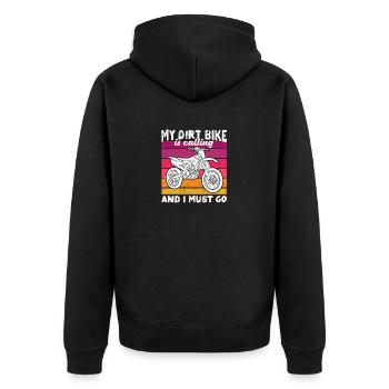 Mein Dirt Bike ruft und ich muss zum Motocross - Unisex Premium Bio Zip Hoodie - Schwarz - Hinten - Nico (187cm)
