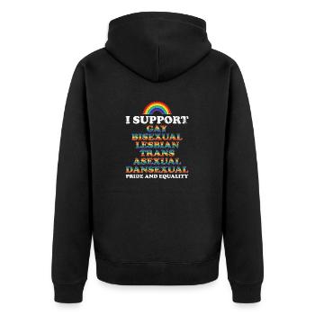 Je soutiens les droits des homosexuels - Veste à capuche bio Premium Unisexe - noir - Dos - Nico (187cm)