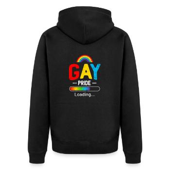 Gay Pride Loading - Unisex Premium Bio Zip Hoodie - Schwarz - Hinten - Nico (187cm)