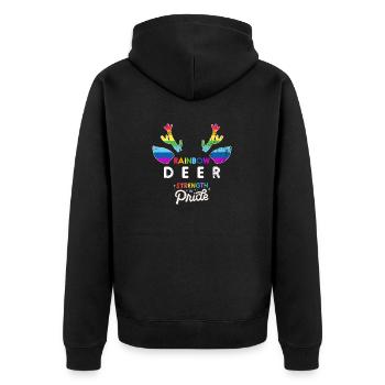Regenbogenhirschstärke im Stolz - Unisex Premium Bio Zip Hoodie - Schwarz - Hinten - Nico (187cm)