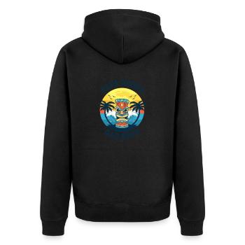 Papa Daddy Dad Bruh - Unisex Premium Bio Zip Hoodie - Schwarz - Hinten - Nico (187cm)