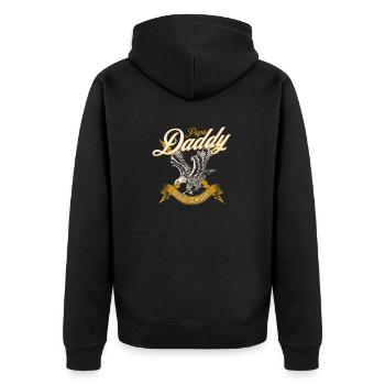 Papa Daddy Dad Bruh - Unisex Premium Bio Zip Hoodie - Schwarz - Hinten - Nico (187cm)