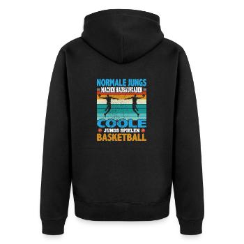 Basketball Dunking Spieler Korbleger Spruch - Unisex Premium Bio Zip Hoodie - Schwarz - Hinten - Nico (187cm)