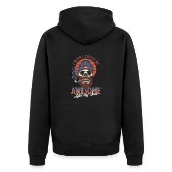 Ich wünschte, ich könnte großartig sein wie mein Sohn - Unisex Premium Bio Zip Hoodie - Schwarz - Hinten - Nico (187cm)