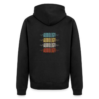 Pediatric Audiologist Audiology Heartbeat - Unisex Premium Bio Zip Hoodie - Schwarz - Hinten - Nico (187cm)