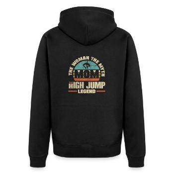High Jump Jumping Jumper Track and Field Mother - Unisex Premium Bio Zip Hoodie - Schwarz - Hinten - Nico (187cm)