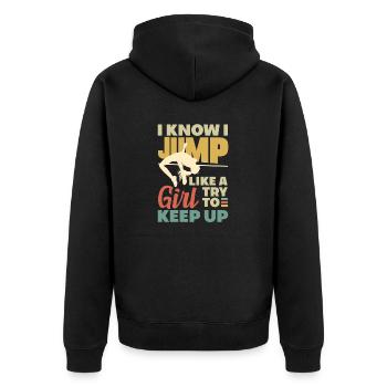 High Jump Jumping Jumper Track and Field Female - Unisex Premium Bio Zip Hoodie - Schwarz - Hinten - Nico (187cm)