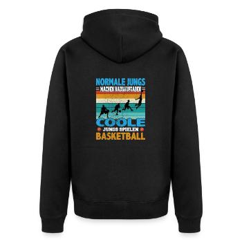 Basketball Dunking Spieler Korbleger Spruch - Unisex Premium Bio Zip Hoodie - Schwarz - Hinten - Nico (187cm)