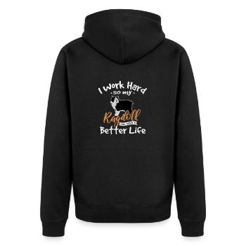 I work Hard So My Ragdoll Can Have A Better Life R - Unisex Premium Bio Zip Hoodie - Schwarz - Hinten - Nico (187cm)
