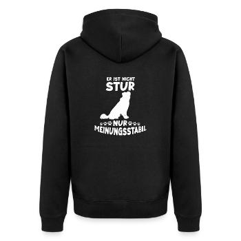Lustiges Hundehalter Motiv Australian Shepherd - Unisex Premium Bio Zip Hoodie - Schwarz - Hinten - Nico (187cm)