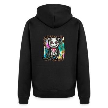 Halloween Zombie Skelett Katze Krawatte Dye - Unisex Premium Bio Zip Hoodie - Schwarz - Hinten - Nico (187cm)