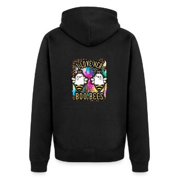 Halloween I love her Boo Bees Tie Dye - Unisex Premium Organic Zip Hoodie - black - Back - Nico (187cm)