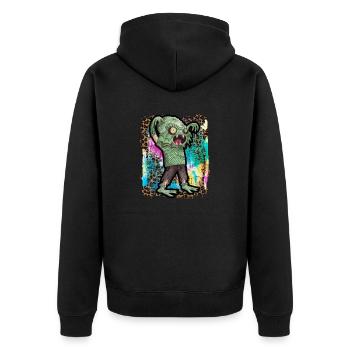 Halloween Lake Monster Nessy Tie Dye - Unisex Premium Organic Zip Hoodie - black - Back - Nico (187cm)
