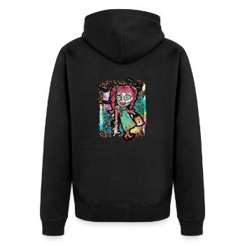 Halloween Zombie Stoffpuppe Krawattenfarbe - Unisex Premium Bio Zip Hoodie - Schwarz - Hinten - Nico (187cm)