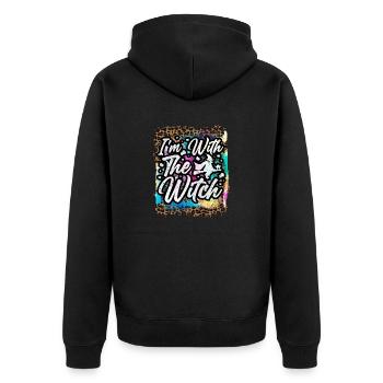Halloween Je suis avec la sorcière Tie Dye - Veste à capuche bio Premium Unisexe - noir - Dos - Nico (187cm)