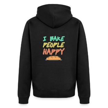 I Bake People Happy Retro Awesome Baking Design - Unisex Premium Organic Zip Hoodie - black - Back - Nico (187cm)