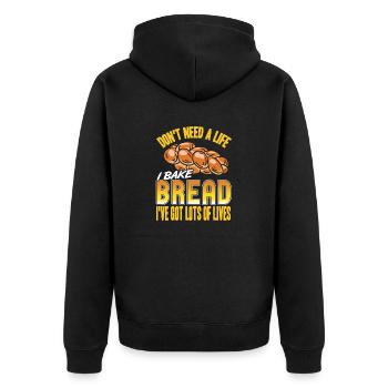 I Bake Bread I've Got Lots Of Lives Funny Baker - Unisex Premium Bio Zip Hoodie - Schwarz - Hinten - Nico (187cm)