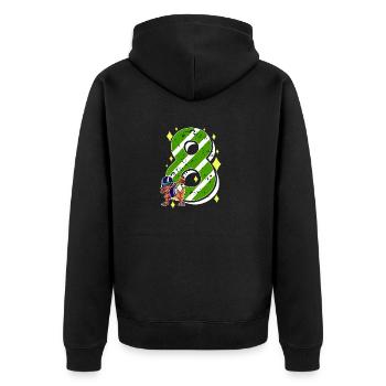 8 Jahre alt Dino American Football 8. B-Day Dab - Unisex Premium Bio Zip Hoodie - Schwarz - Hinten - Nico (187cm)