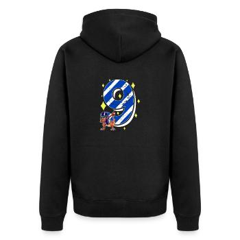 9 Jahre alter Dino American Football 9. Geburtstag - Unisex Premium Bio Zip Hoodie - Schwarz - Hinten - Nico (187cm)