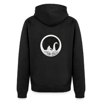 Bigfoot Sasquatch Riding The Loch Ness - Unisex Premium Organic Zip Hoodie - black - Back - Nico (187cm)
