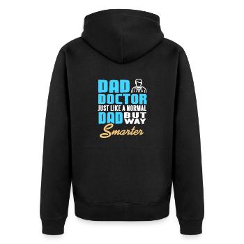 Dad Doctor Just Like A Normal Dad But Smarter - Unisex Premium Bio Zip Hoodie - Schwarz - Hinten - Nico (187cm)