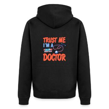 Trust Me I'm A Doctor Awesome Doctor T-Shirt - Unisex Premium Bio Zip Hoodie - Schwarz - Hinten - Nico (187cm)