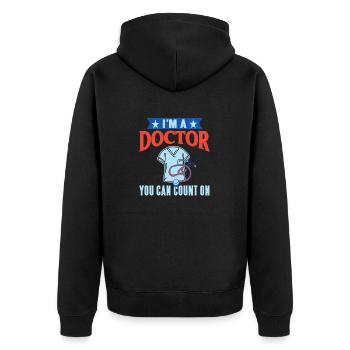 I'm A Doctor You Can Count On Awesome T-Shirt - Unisex Premium Bio Zip Hoodie - Schwarz - Hinten - Nico (187cm)