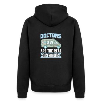 Doctors Are The Real Superheroes Awesome Doctor - Unisex Premium Organic Zip Hoodie - black - Back - Nico (187cm)